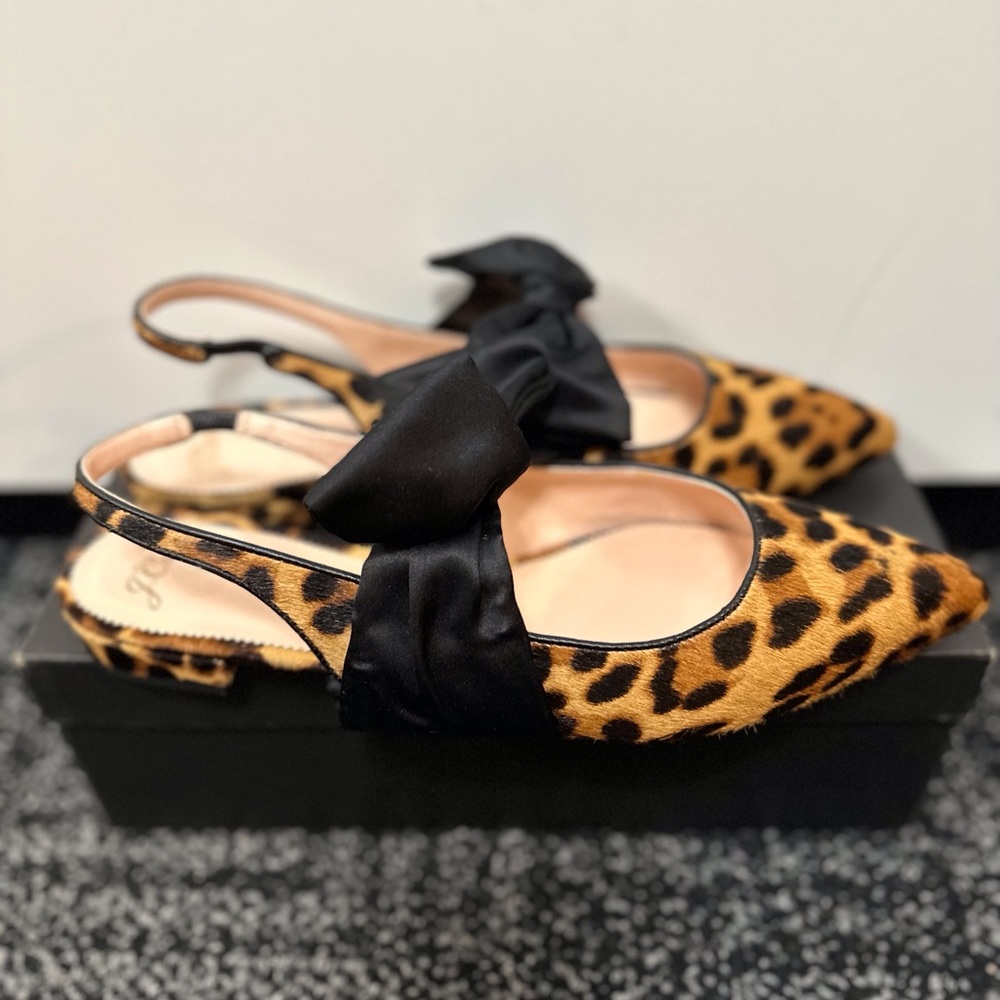 J. Crew Leopard print Bow Slingback Size 11 NWB